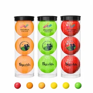 3 Colored Golf Ball Set With Transparent Tube