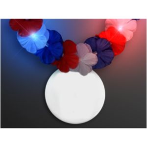 Red, White & Blue LED Hawaiian Lei with Medallion