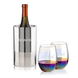 Catania Wine Cooler & Miami Stemless Wine Set | https://www.bestnamebadges.com