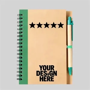 Kraft Paper A5 Notebook With Pen  | https://www.bestnamebadges.com