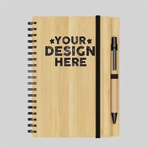Small Engraved Bamboo Notebook & Pen  | https://www.bestnamebadges.com