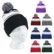 Two-Tone Knit Pom Beanie with Cuff | https://www.bestnamebadges.com