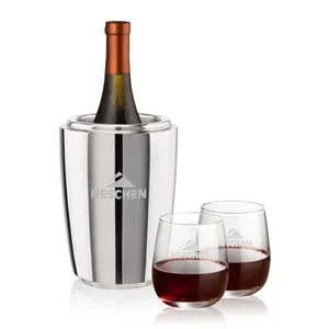 Pescara Wine Cooler & Crestview Stemless Wine Set | https://www.bestnamebadges.com