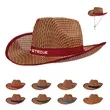 Straw Cowboy Hat With Customizable Band | https://www.bestnamebadges.com