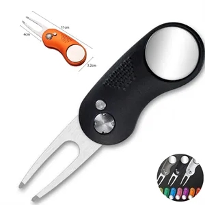 Metal Foldable Divot Tool With Pop-up Button | https://www.bestnamebadges.com