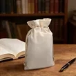 8.3"x6"Small Cotton Canvas Drawstring Bag | https://www.bestnamebadges.com