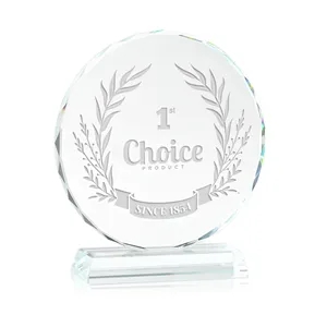 Round Shape Crystal Award With 3/5" Thick Base