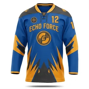 Men's Lace Collar Full-Color Ice Hockey Jersey 270GSM