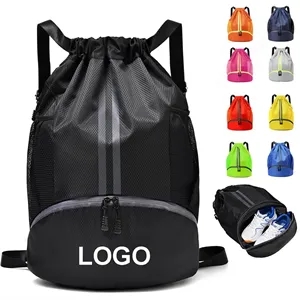 Drawstring Sports Backpack With Shoe Compartment