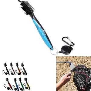 Golf Club Brush Cleaner Retractable Dual-Bristle