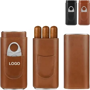 Leather Cigar Case with Cutter