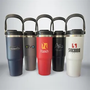 The Thirty - Flip Handle Vacuum Tumbler | https://www.bestnamebadges.com