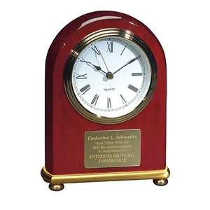JAFFA® Rosewood Arch Clock | https://www.bestnamebadges.com