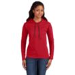 Anvil Ladies' Ringspun Long-Sleeve Hooded T- Shirt | https://www.bestnamebadges.com