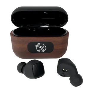 SCX Innovative Design™ Walnut Wood Wireless Earbuds and C... | https://www.bestnamebadges.com