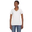 Anvil Ladies' Ringspun V-Neck T-Shirt - White | https://www.bestnamebadges.com