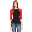 Bella Women's 1x1 Baby Rib 3/4-Sleeve Contrast Raglan TShirt | https://www.bestnamebadges.com