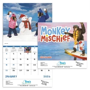 Good Value™ Monkey Mischief - Stapled Calendar | https://www.bestnamebadges.com