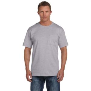 Fruit of the Loom Heavy Cotton Pocket Tee - Light/Heather | https://www.bestnamebadges.com