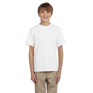 Fruit of the Loom Youth Heavy 100% Cotton Tee - White | https://www.bestnamebadges.com