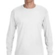 Hanes 6 oz. Tagless Long-Sleeve T-Shirt - White/Neutral | https://www.bestnamebadges.com