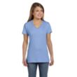 Hanes Ladies' 4.5 oz. Ringspun Cotton nano-T V-neck T-Shirt | https://www.bestnamebadges.com