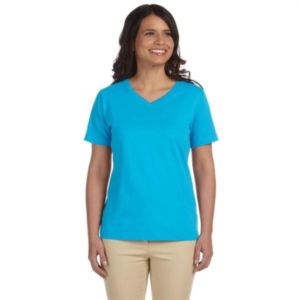 LA T Sportswear Women's Combed Ringspun V-Neck T-Shirt | https://www.bestnamebadges.com