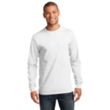 Port & Company Long Sleeve Essential T-Shirt - White/Neutral | https://www.bestnamebadges.com