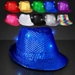 Shiny Single Colored Fedora Hats with Flashing Lights | https://www.bestnamebadges.com