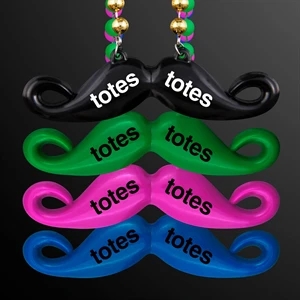 Mardi Gras beads with hipster mustache pendant