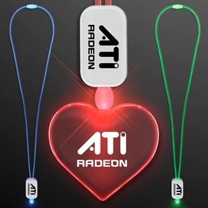 LED Neon Lanyards with Acrylic Heart Pendant