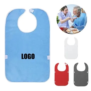 Adult Soft Polyester Waterproof Elderly Bib With Hook