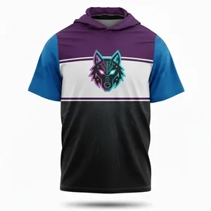 Unisex Sublimated Short Sleeve Interlock Hooded T-Shirt 180 