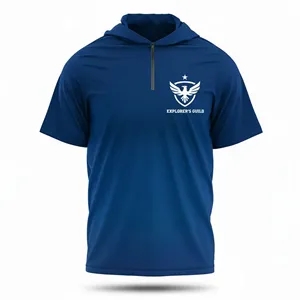 Full Color UPF Microfiber Hooded Quarter Zip T-Shirt 5 OZ