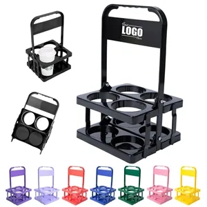 4 Cup Plastic Drink Carrier with Handle | https://www.bestnamebadges.com