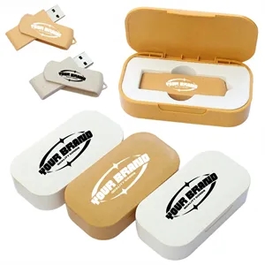 Eco-Friendly Wheat Straw USB Flash Drive With Gift Box | https://www.bestnamebadges.com
