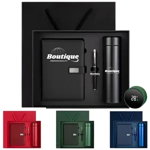 Business Gift Set With Notebook Pen And Insulated Bottle | https://www.bestnamebadges.com
