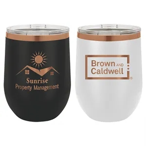 Polar Camel 12oz ION-Plated Rose Gold Stemless Wine Glass