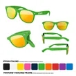 Foldable Retro Mirror Sunglasses w/ 1-color imprint | https://www.bestnamebadges.com