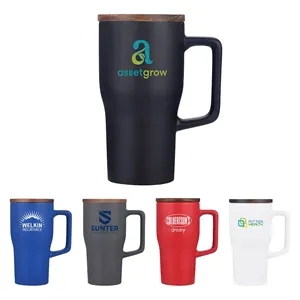 Element 18 oz Ceramic Mug w/ Wood Lid | https://www.bestnamebadges.com