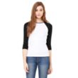 Bella Women's 1x1 Baby Rib 3/4-Sleeve Contrast Raglan TShirt | https://www.bestnamebadges.com