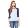 Bella Women's 1x1 Baby Rib 3/4-Sleeve Contrast Raglan TShirt | https://www.bestnamebadges.com