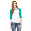Bella Women's 1x1 Baby Rib 3/4-Sleeve Contrast Raglan TShirt | https://www.bestnamebadges.com