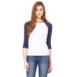 Bella Women's 1x1 Baby Rib 3/4-Sleeve Contrast Raglan TShirt | https://www.bestnamebadges.com