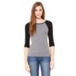 Bella Women's 1x1 Baby Rib 3/4-Sleeve Contrast Raglan TShirt | https://www.bestnamebadges.com