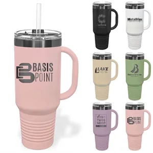 Polar Camel 40oz. Ghost Black ION-Plated Travel Mug w/ Straw