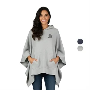 Amanda One-Size Cotton-Poly Fleece Poncho With Hood