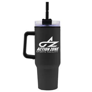 Garyline® Roam Stainless Steel Handle Mug with Straw - 40...