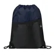 Two-Tone Drawstring Backpack With Front Zipper (Ocean) | https://www.bestnamebadges.com