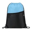 Two-Tone Drawstring Backpack With Front Zipper (Ocean) | https://www.bestnamebadges.com